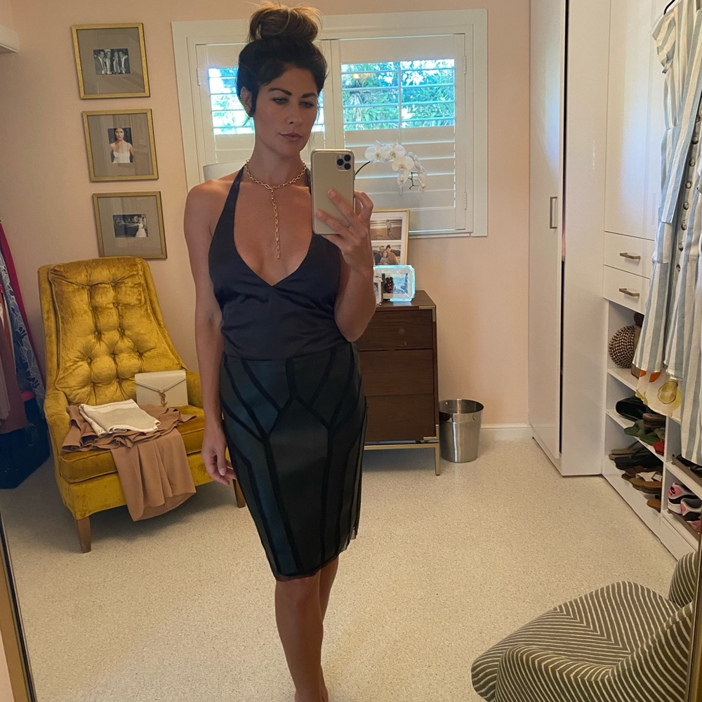 Etcetera black leather skirt, size 2